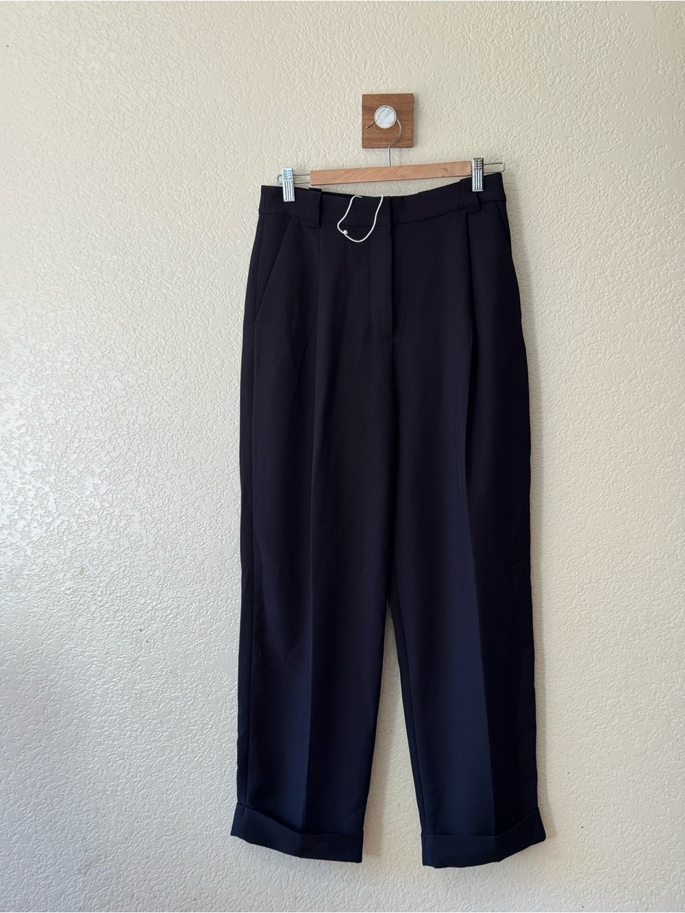 Stockholm Atelier & Other Stories Black Pleated Rolled Cuff Trousers Size 6